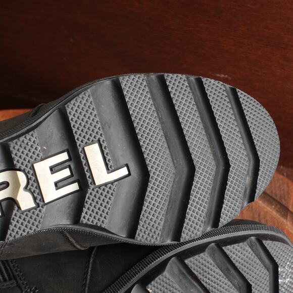 Sorel Boots WMS SZ 7.5 BLK Joan Rhapsody Wedge Leather Waterproof Ankle Pull On - Picture 12 of 15